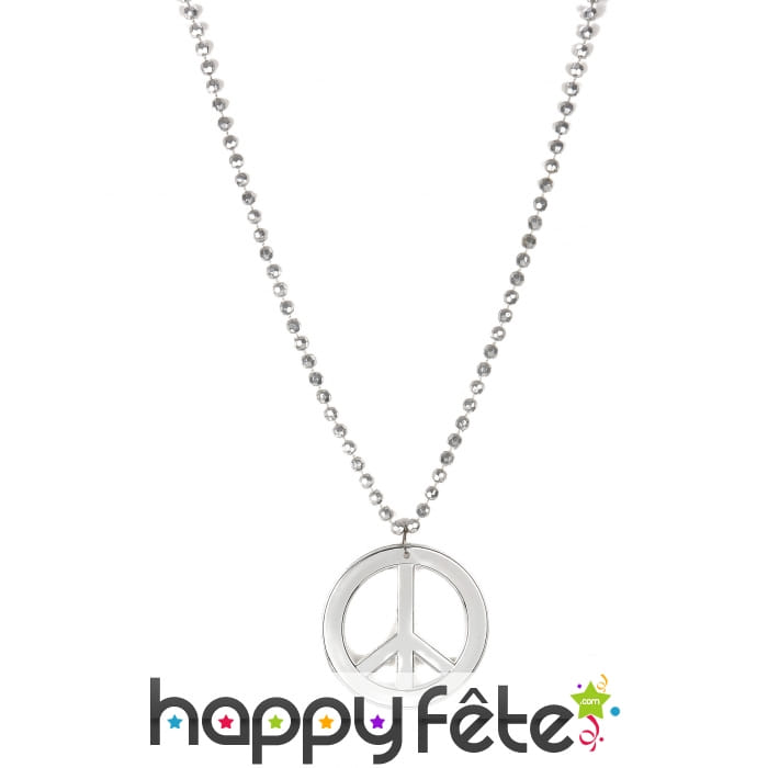 Collier peace and love argenté, 7cm