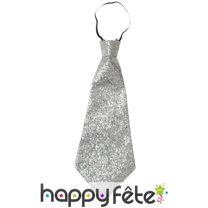 Cravate paillette argent