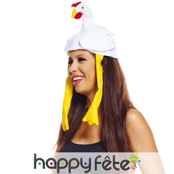 Chapeau poule blanche pour adulte