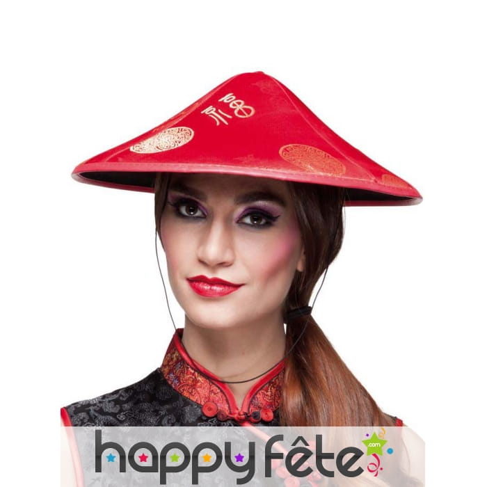 Chapeau pointu chinois rouge