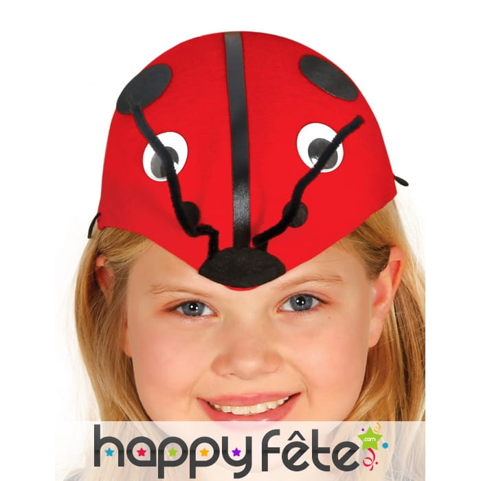 Coiffe petite coccinelle rouge et blanche enfant