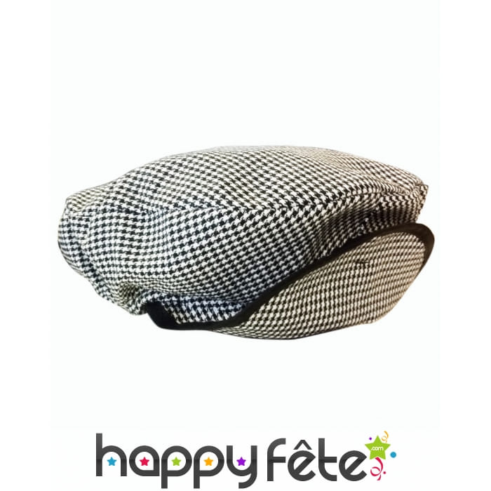 Casquette pied de poule noire