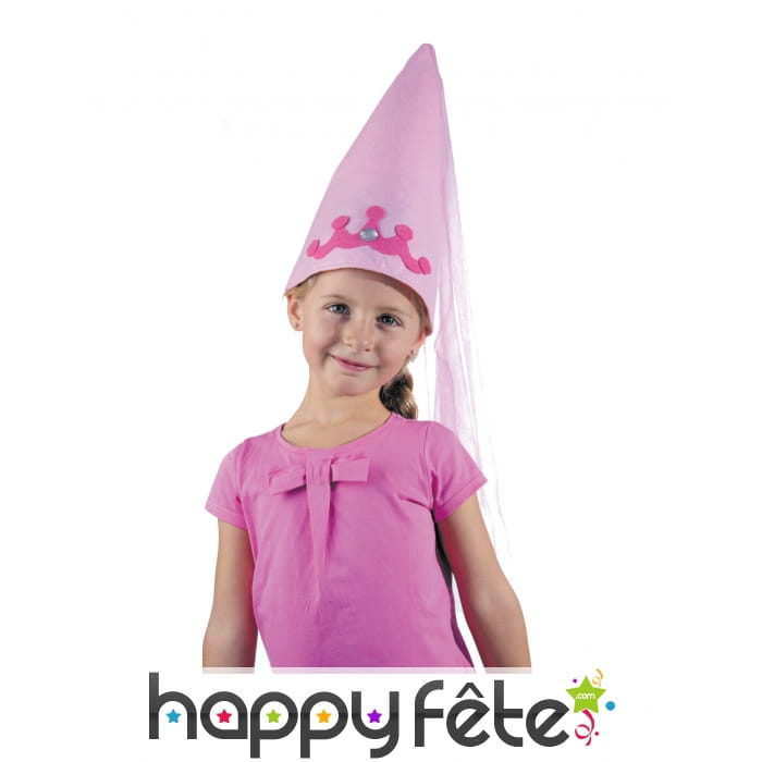 Chapeau pointu de fée rose pour enfant