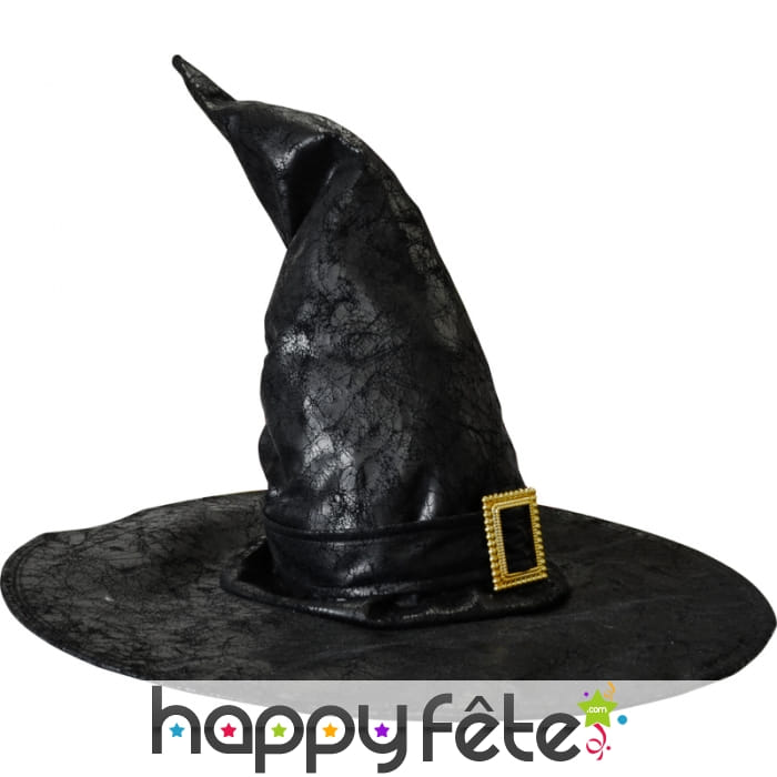 Chapeau pointu de sorcière en simili cuir