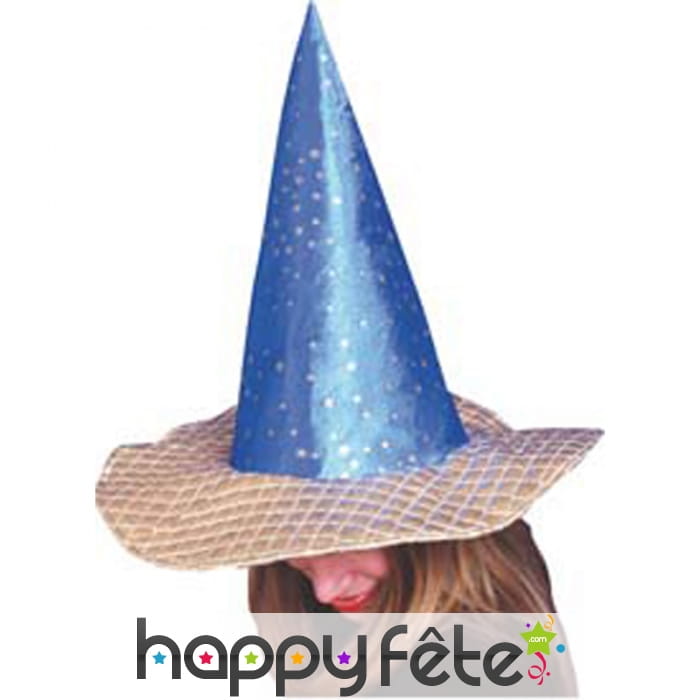 Chapeau pointu étoilé bleu