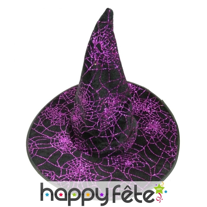 Chapeau pointu fuchsia de sorcière à paillettes