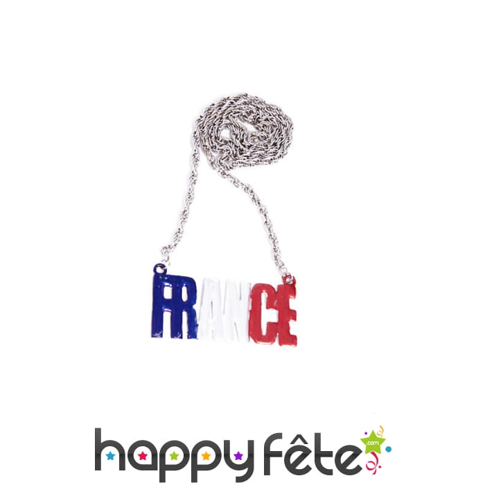 Collier pendentif France aux couleurs du drapeau