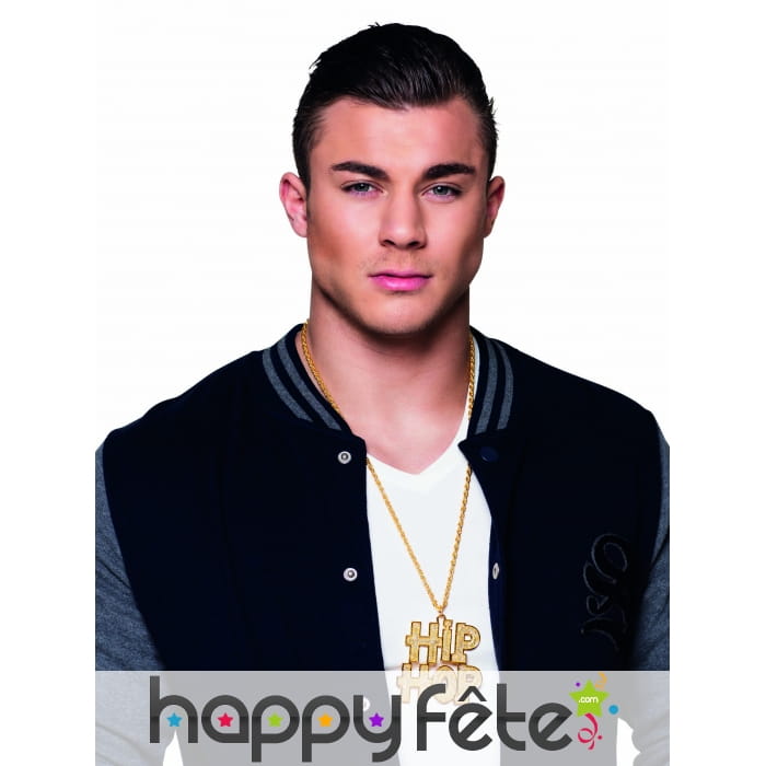 Collier pendentif Hip Hop doré de 7cm