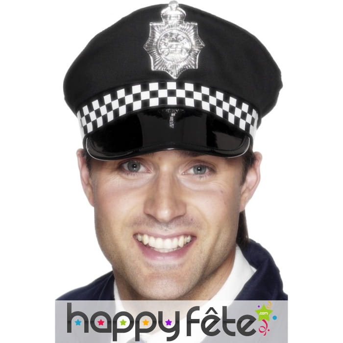 Casquette policier noire et blanche