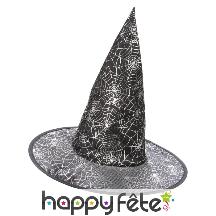 Chapeau pointu noir imprimé toile blanche