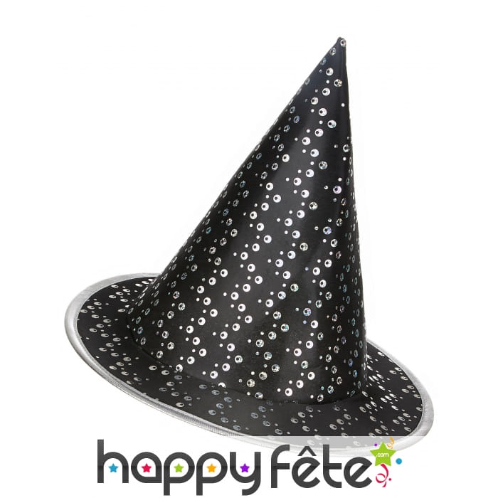 Chapeau pointu noir points blancs pour enfant