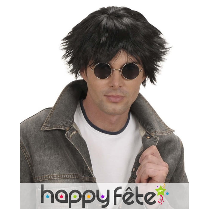 Courte perruque noire pour homme