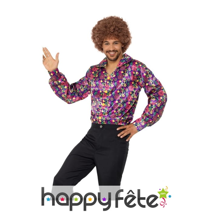 Chemise psychédélique pour homme, années 60