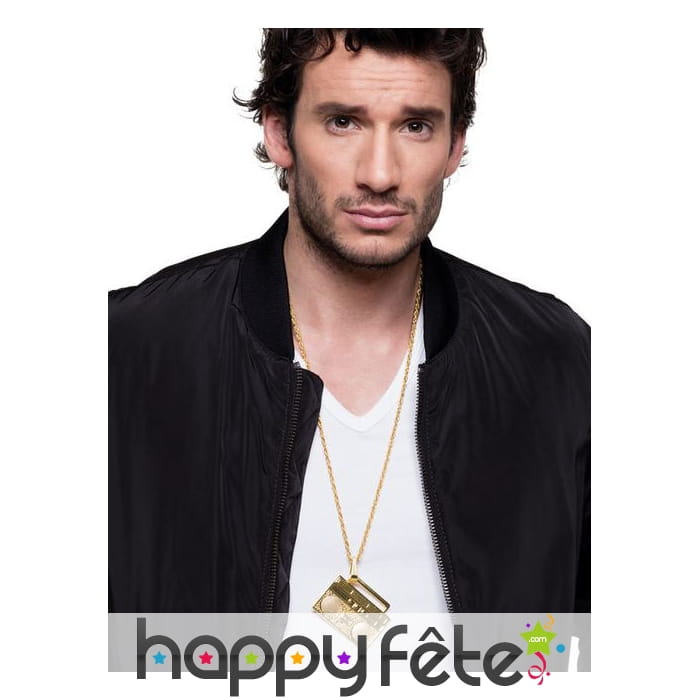 Collier pendentif radio dorée 80's