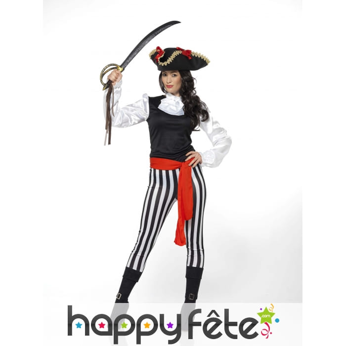Costume pantalon rayé de corsaire pour femme