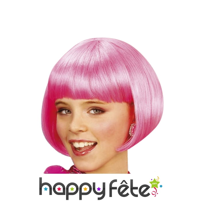 Courte perruque rose style cabaret pour enfant