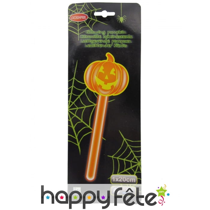 Citrouille phosphorescente sur batonnet, 20 cm