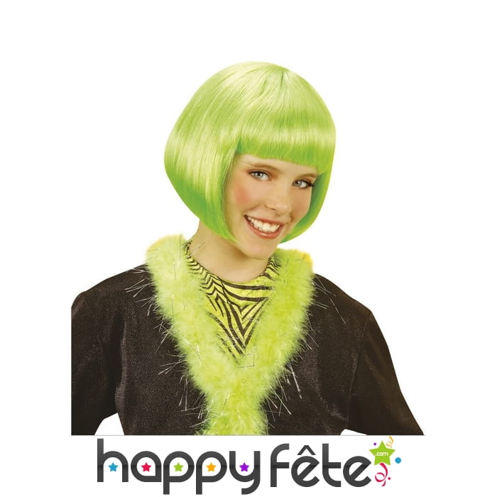 Courte perruque verte style cabaret pour enfant