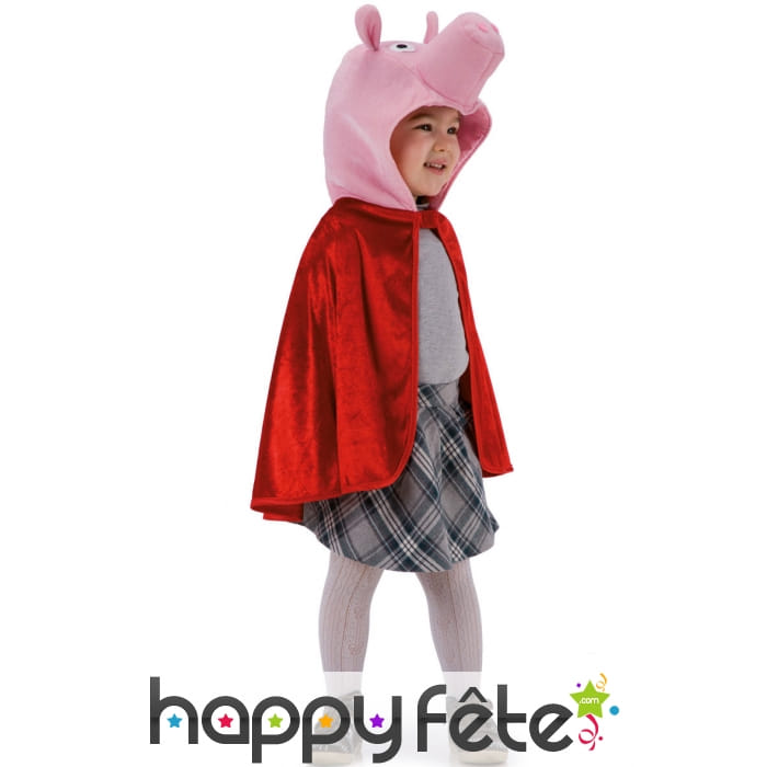 Cape rouge avec tête de petit cochon, pour enfant