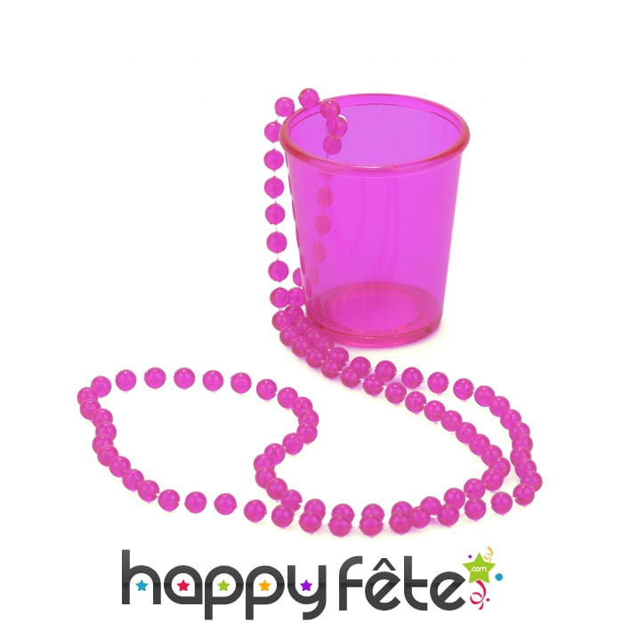 Collier rose avec verre shooter