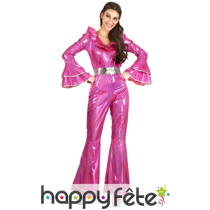 Combinaison rose à pattes d'eph pour femme