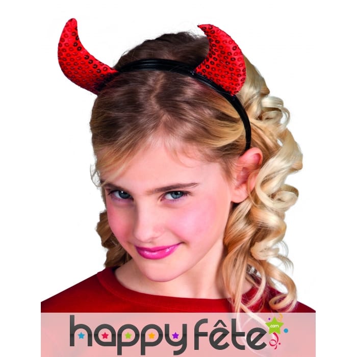 Cornes rouges avec paillettes taille enfant