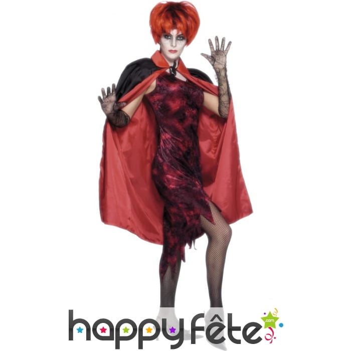 Cape réversible brillante noire rouge