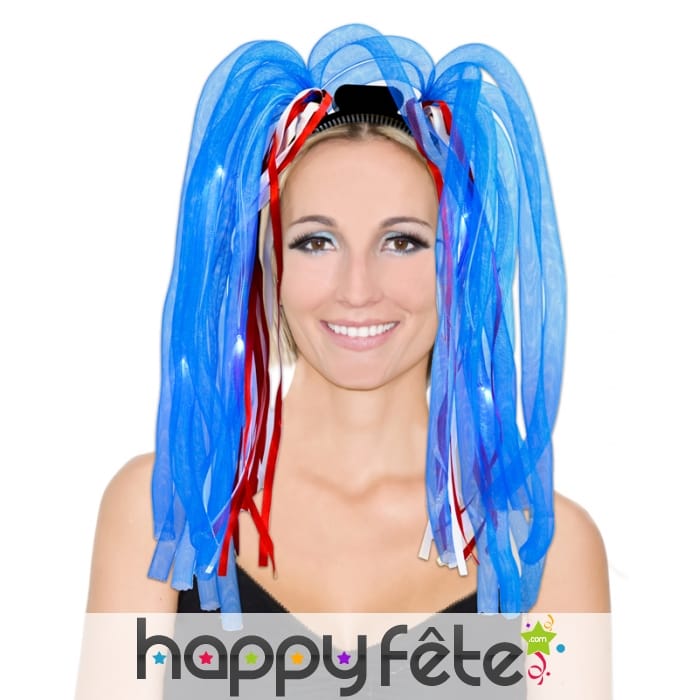 Cheveux rasta bleu lumineux clignotant