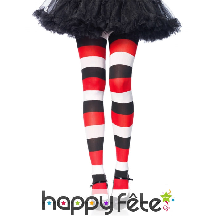 Collants rayés blanc rouge noire