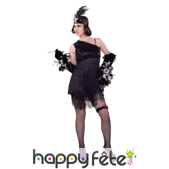 Costume robe charleston noire à franges