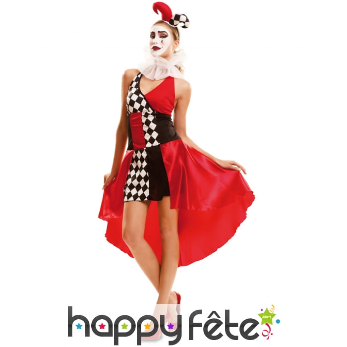 Costume robe courte d'arlequin effet queue de pie