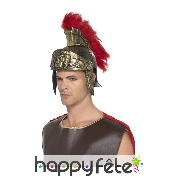Casque romain de spartiate avec crête rouge