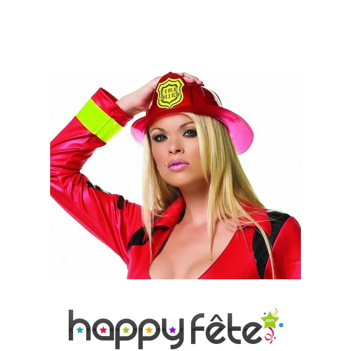 Casque rouge de pompier pour adulte, en pvc