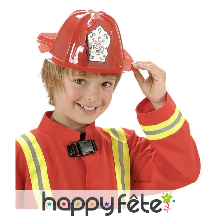 Casque rouge de pompier taille enfant