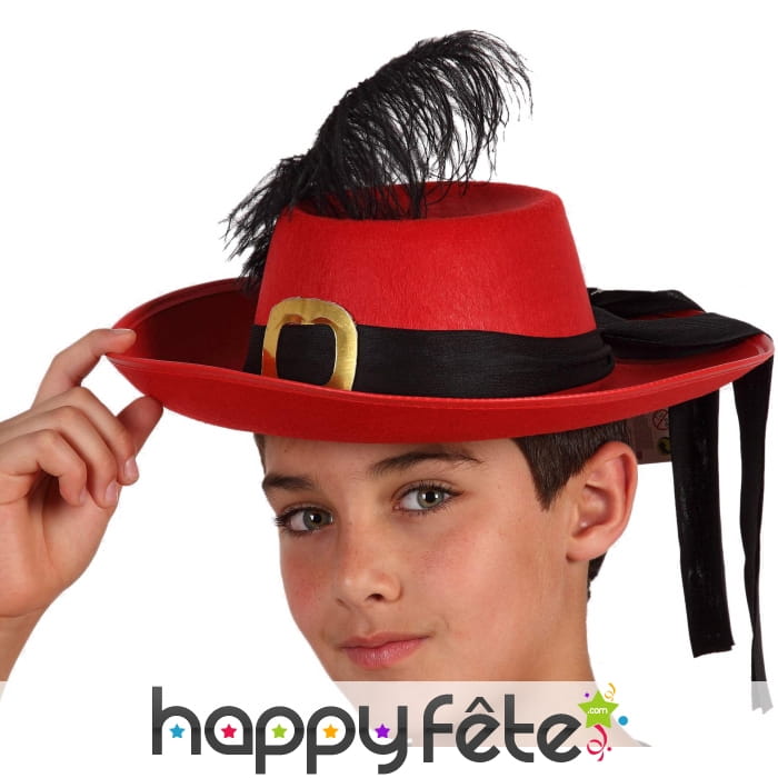 Chapeau rouge de mousquetaire pour enfant