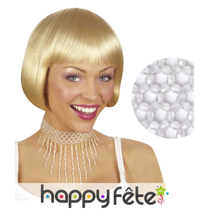 Collier ras du cou pluie de perles blanches