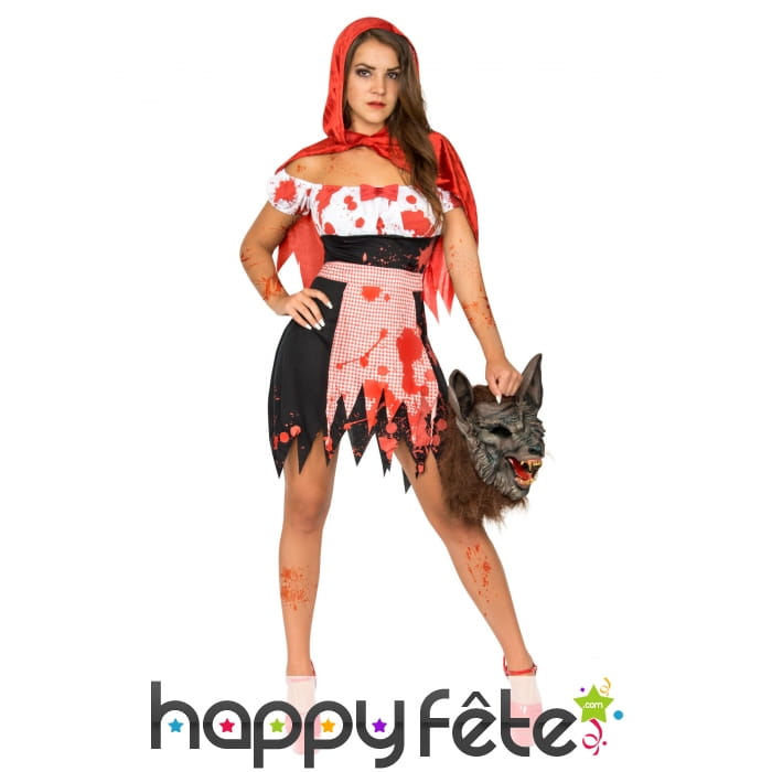 Costume robe de chaperon rouge zombie adulte