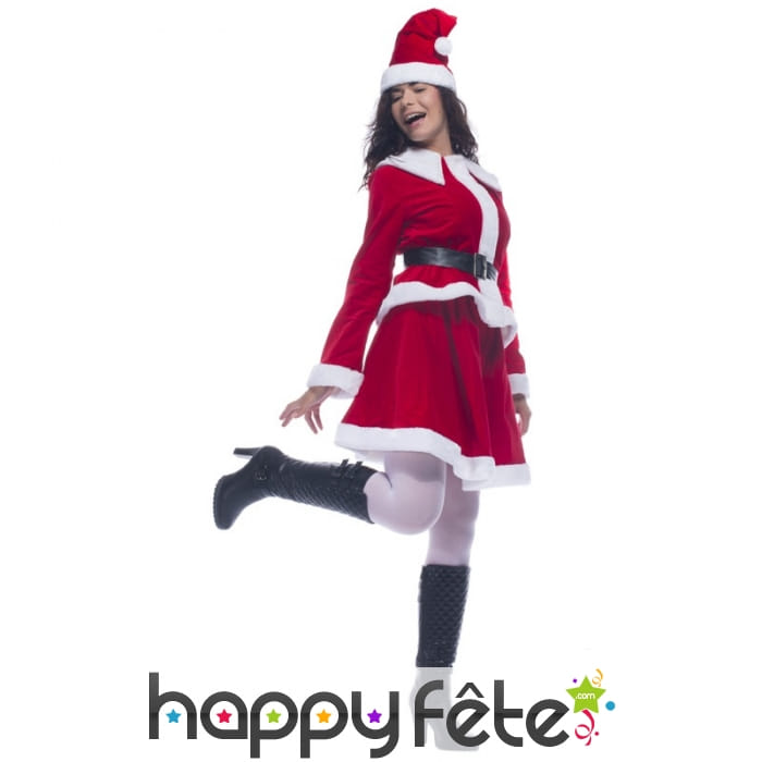 Costume robe de mère Noël en velours rouge