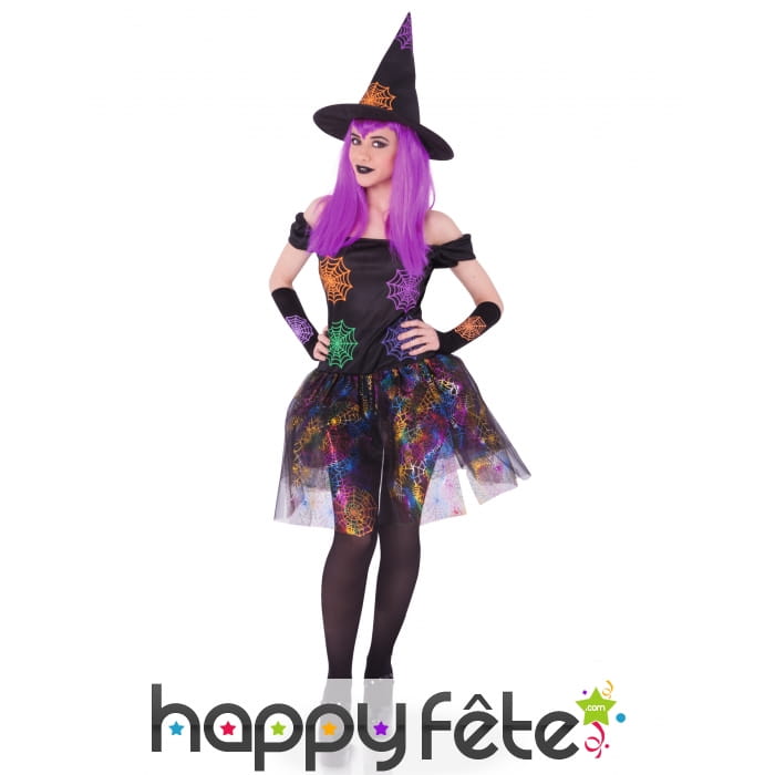 Costume robe de sorcière toiles multicolores