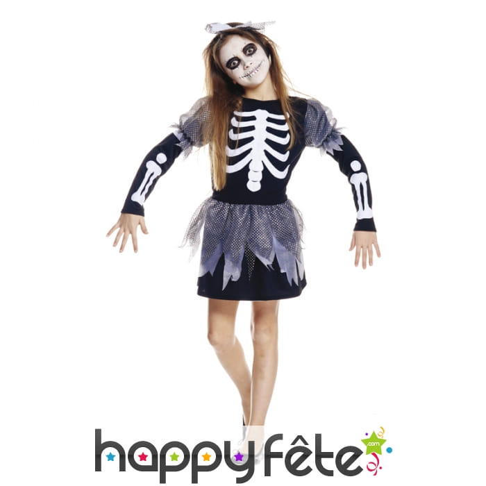 Costume robe de squelette pour fille