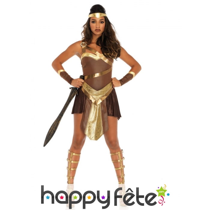 Costume robe dorée de gladiatrice