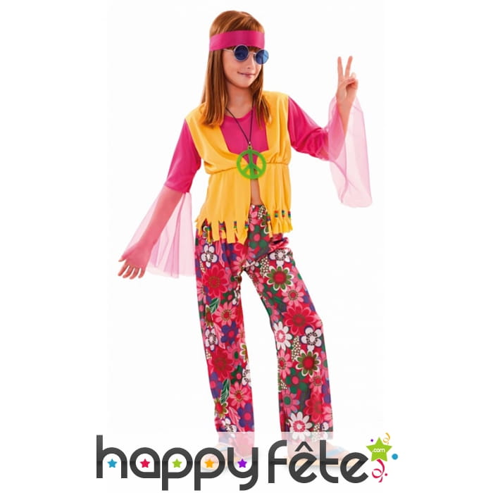 Costume rose de petite hippie pour enfant