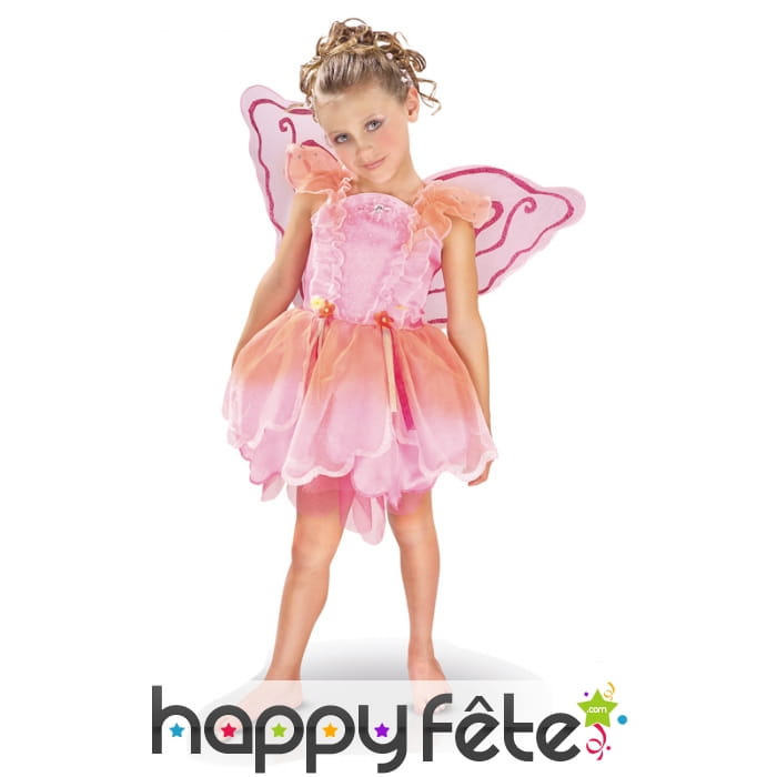 Costume rose de princesse papillon pour enfant