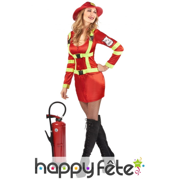Costume rouge de femme pompier sexy