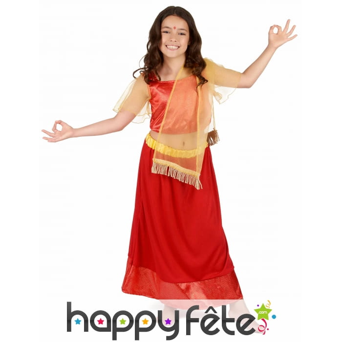 Costume rouge de petite Danseuse de Bollywood