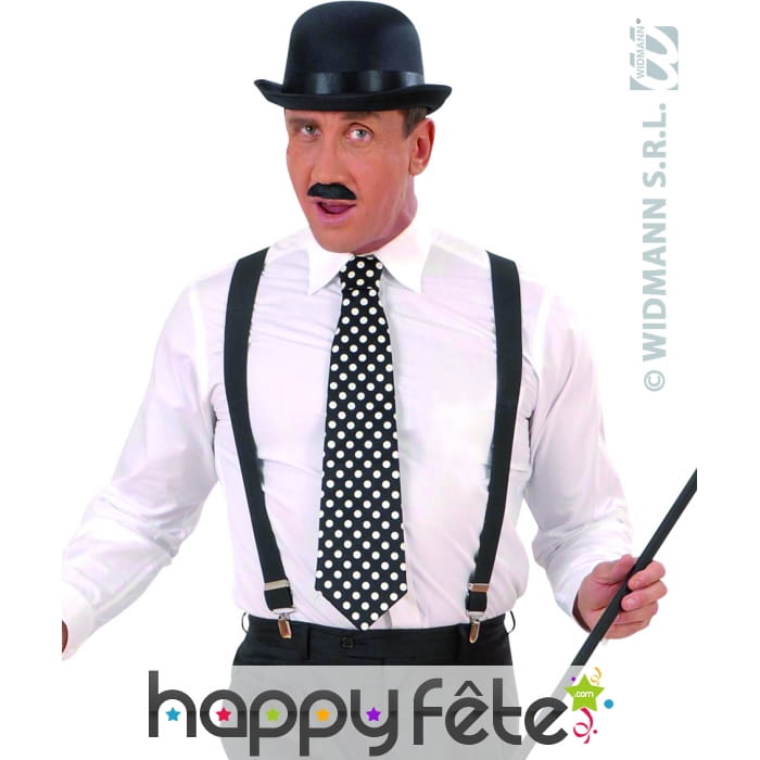 Cravate retro décorée de pois noir/blanc.