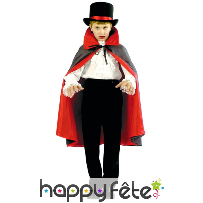 Cape reversible enfant rouge/noire