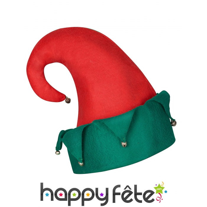 Chapeau rouge et vert de lutin de Noël