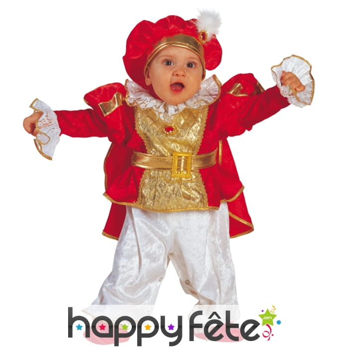Costume rouge et doré de bébé prince