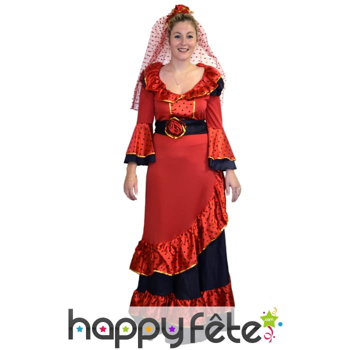 Costume robe flamenco rouge à poids